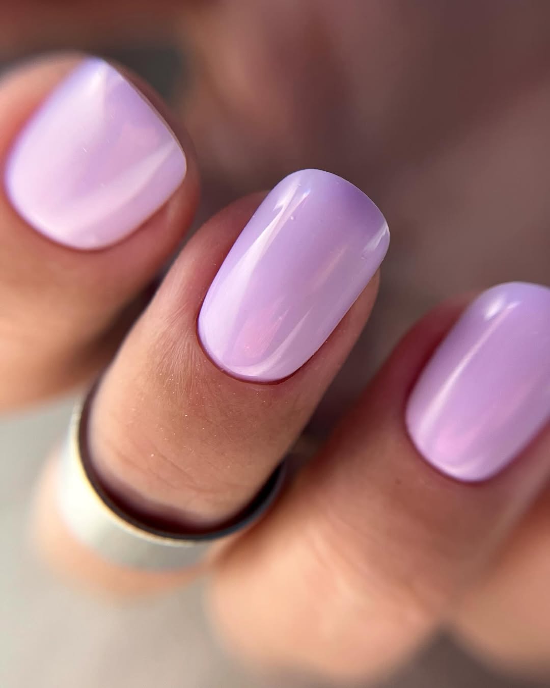 Glossy Lavender Solid Color Short Squoval