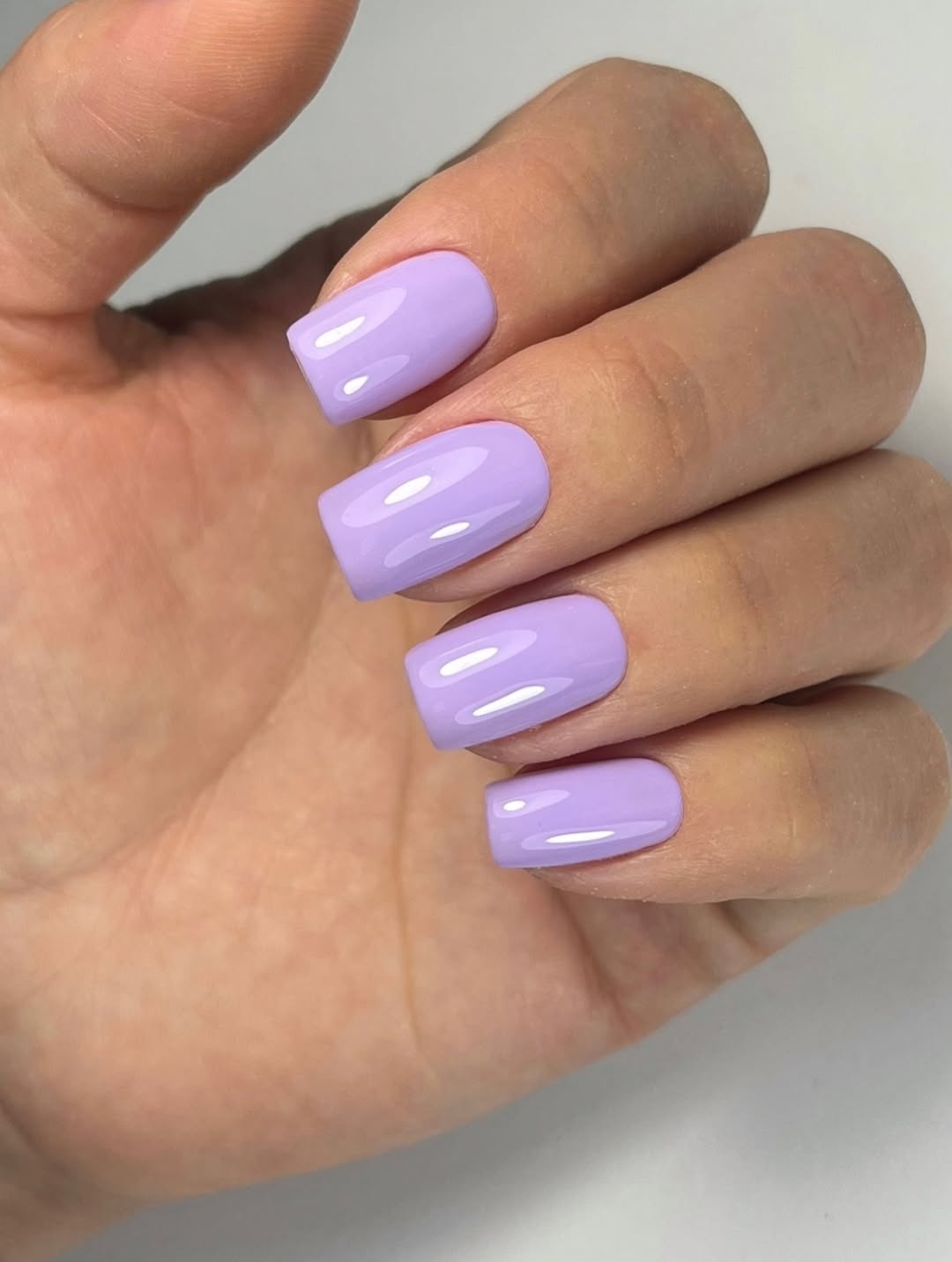 Glossy Lilac Square Short Nails