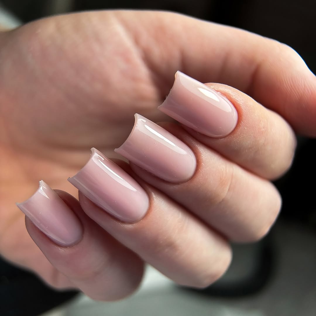 Glossy Long Baby Pink Square Jelly Builder Gel