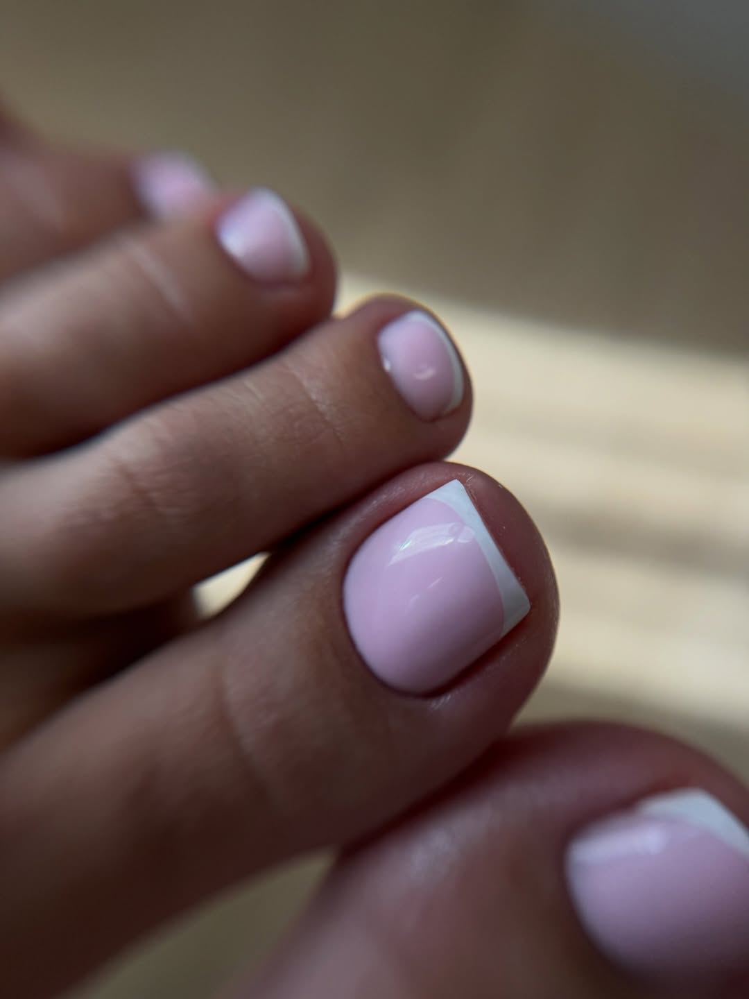 Glossy Pastel Pink French Pedicure