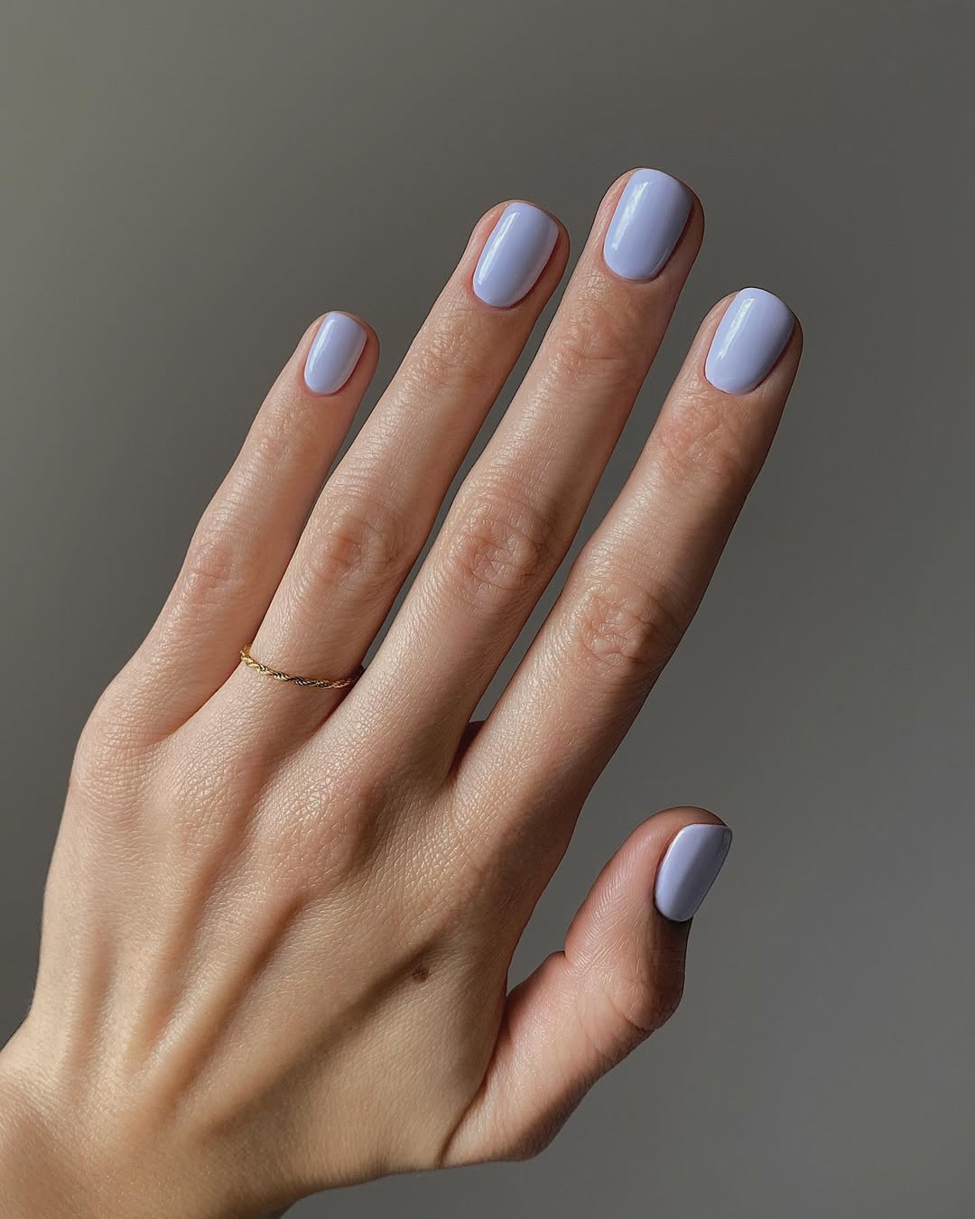 Glossy Periwinkle Solid Color Square Nails