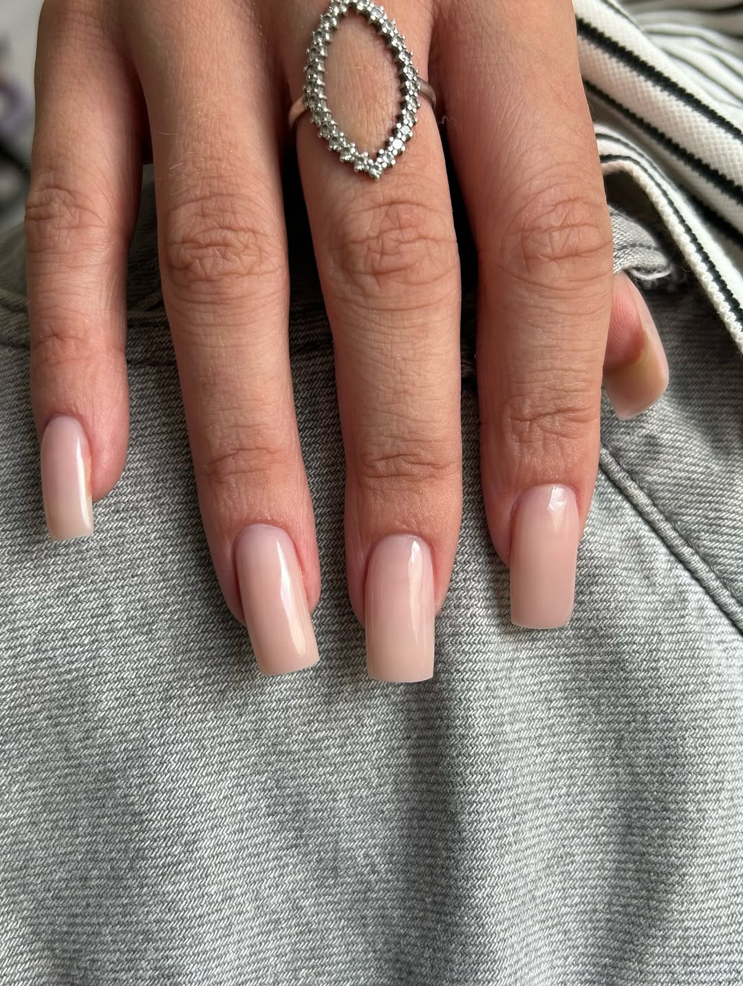 Glossy Sheer Nude Square Nails
