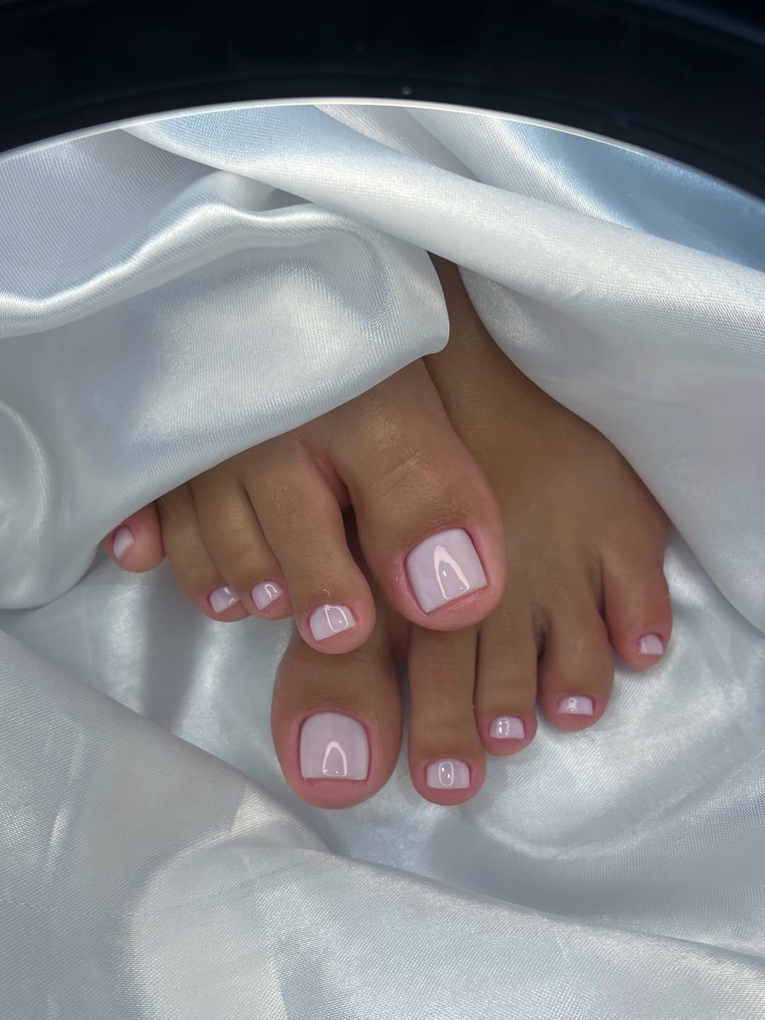 Glossy Sheer Pink Pedicure Short Square