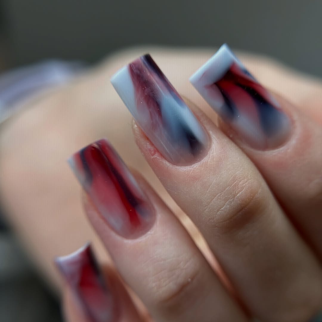 Haunted Marble Abstract Rectangle Nails