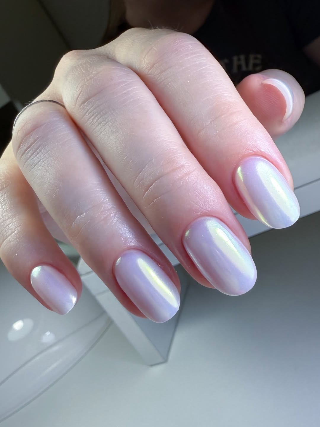Iridescent Pearlescent Oval Nails