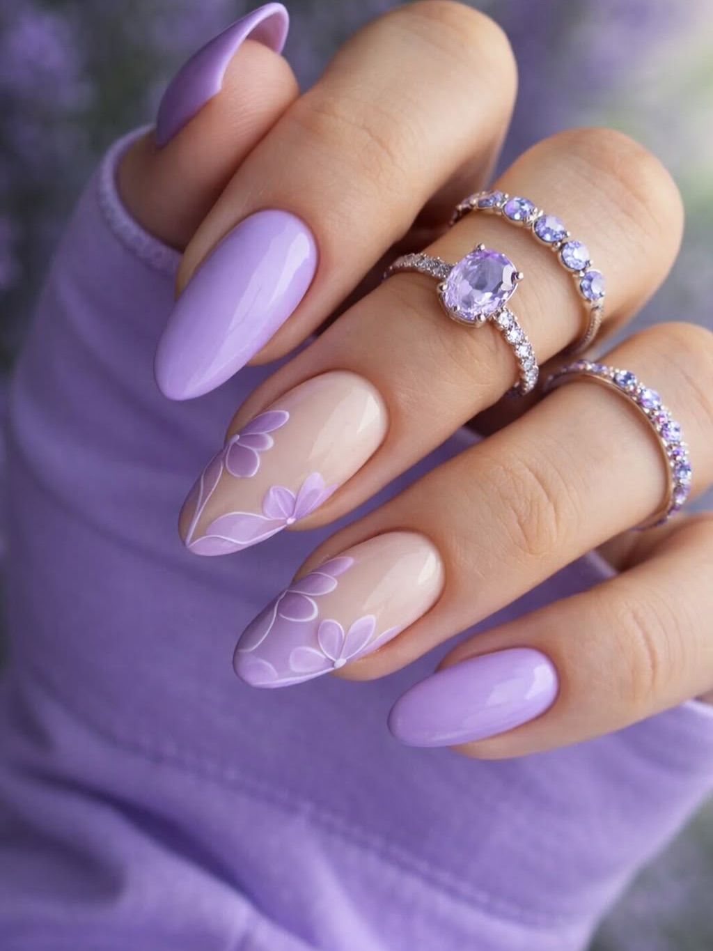 Lavender Floral Almond Accents
