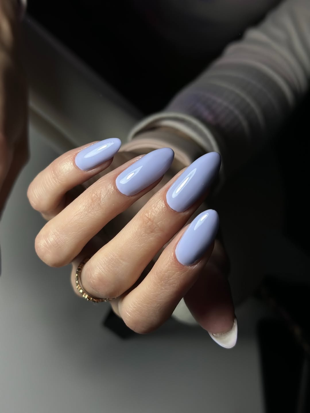 Lavender Glossy Almond Nails