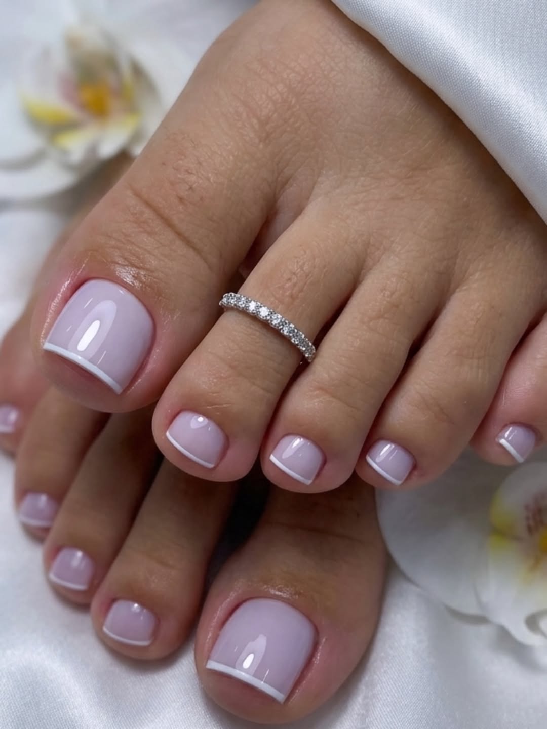 Lavender Glossy French Tip Pedicure
