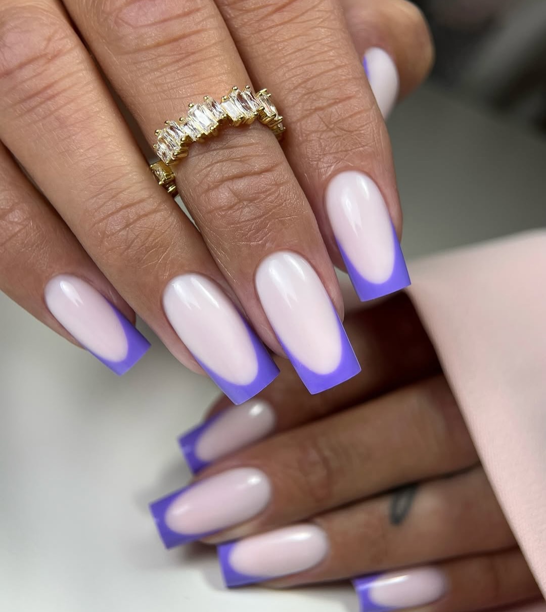 Lavender Jelly French Tips Long Square Nails