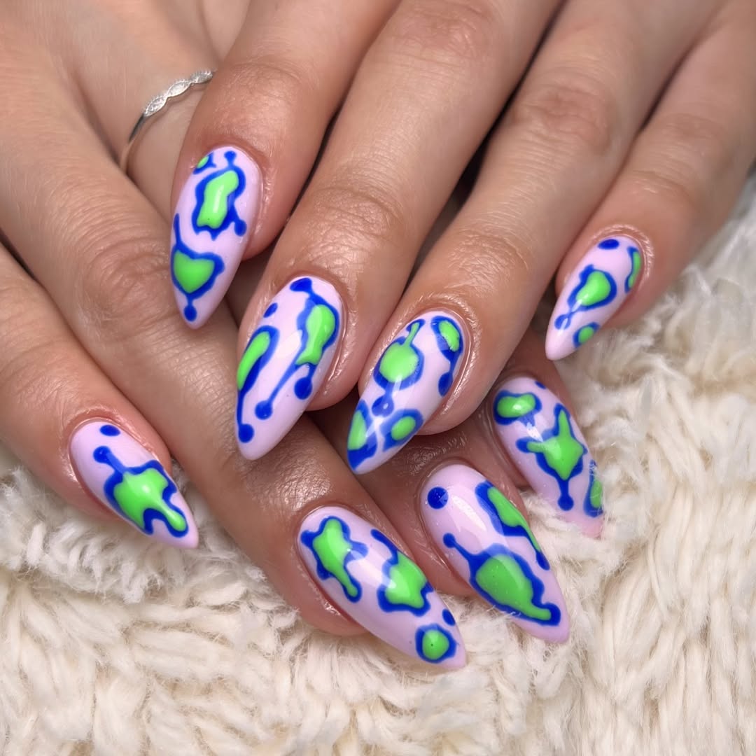 Lavender, Lime, and Cobalt Alien Swirls