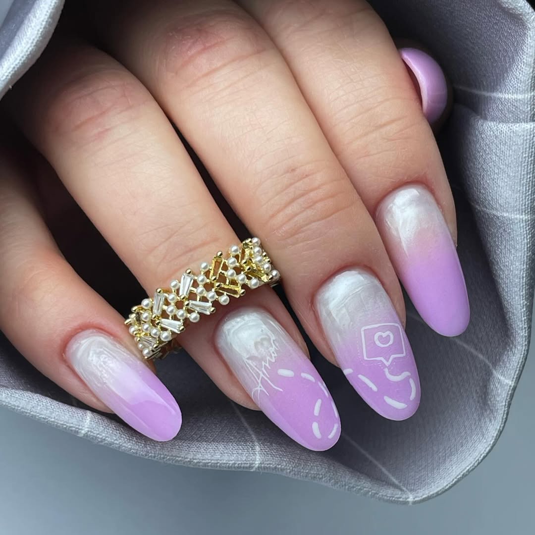 Lavender Ombre Swirl with White Social Media Icons