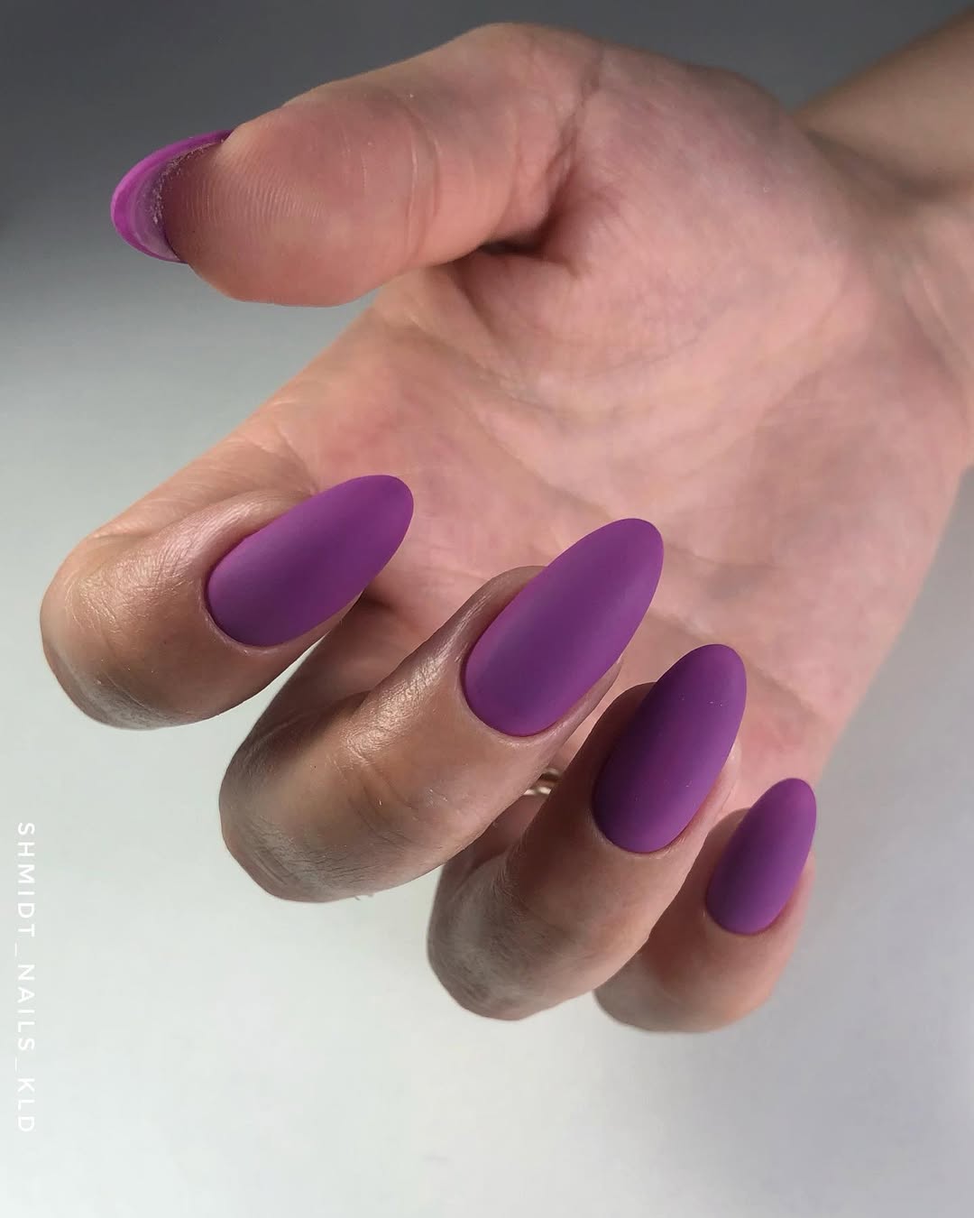 Matte Grape Purple Almond Long Nails