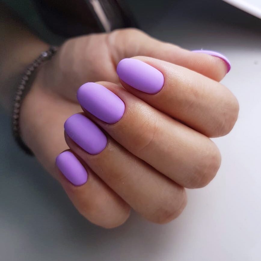 Matte Lavender Oval Medium Nails