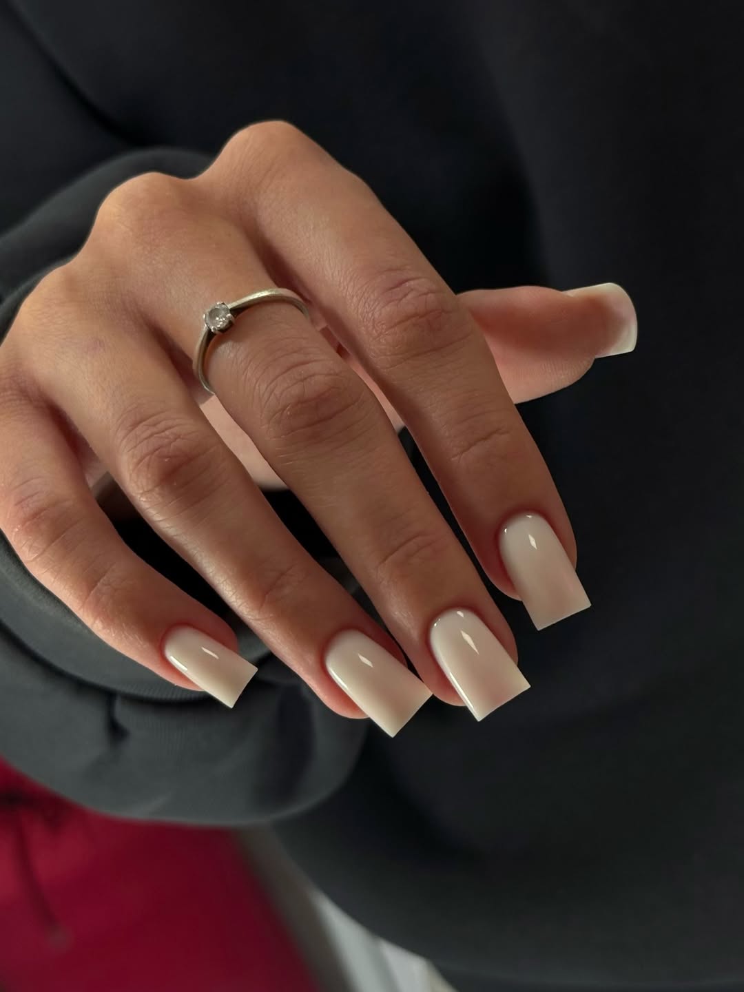 Milky Nude Glossy Square Medium Nails