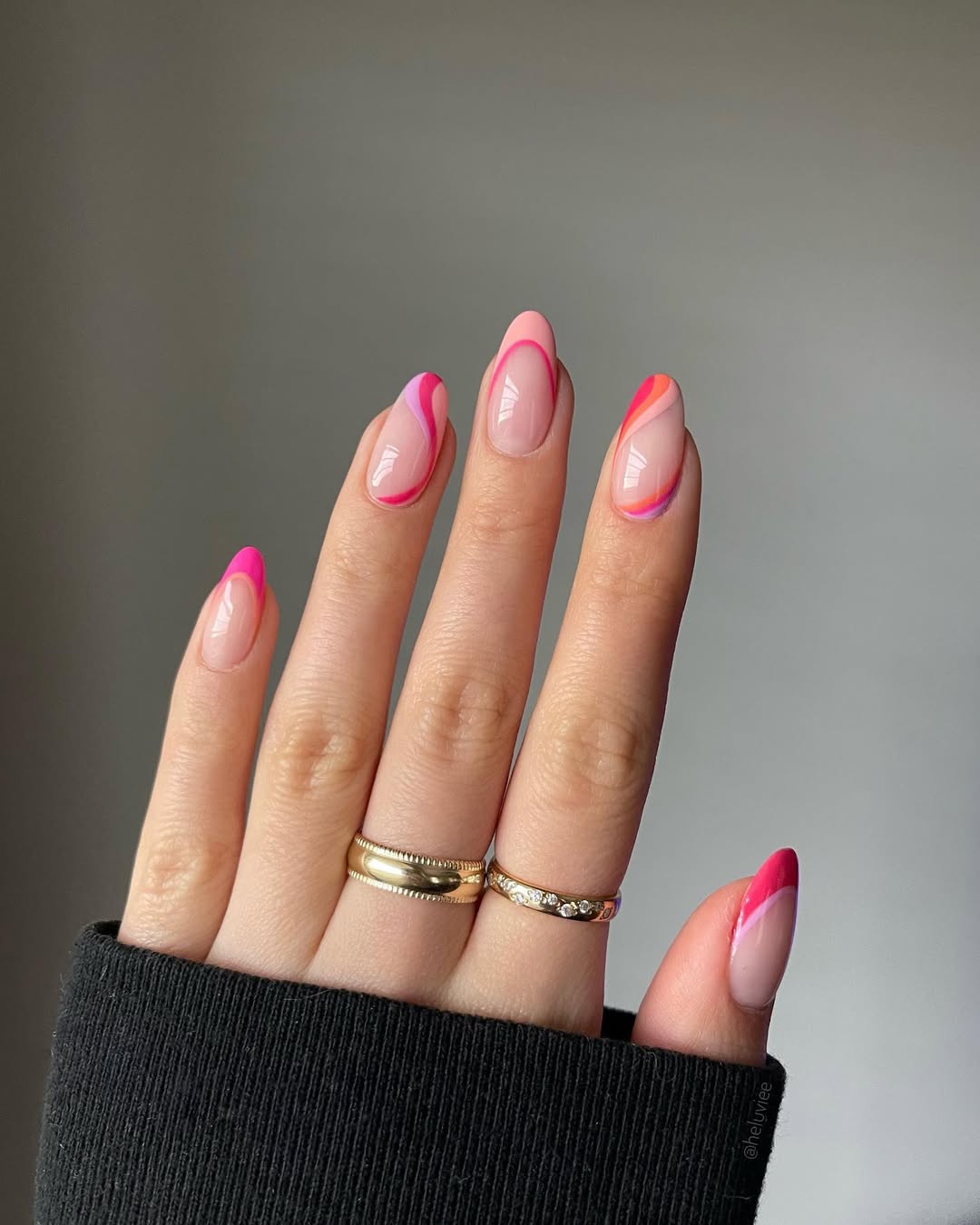 Multi-Color Swirl French Tips