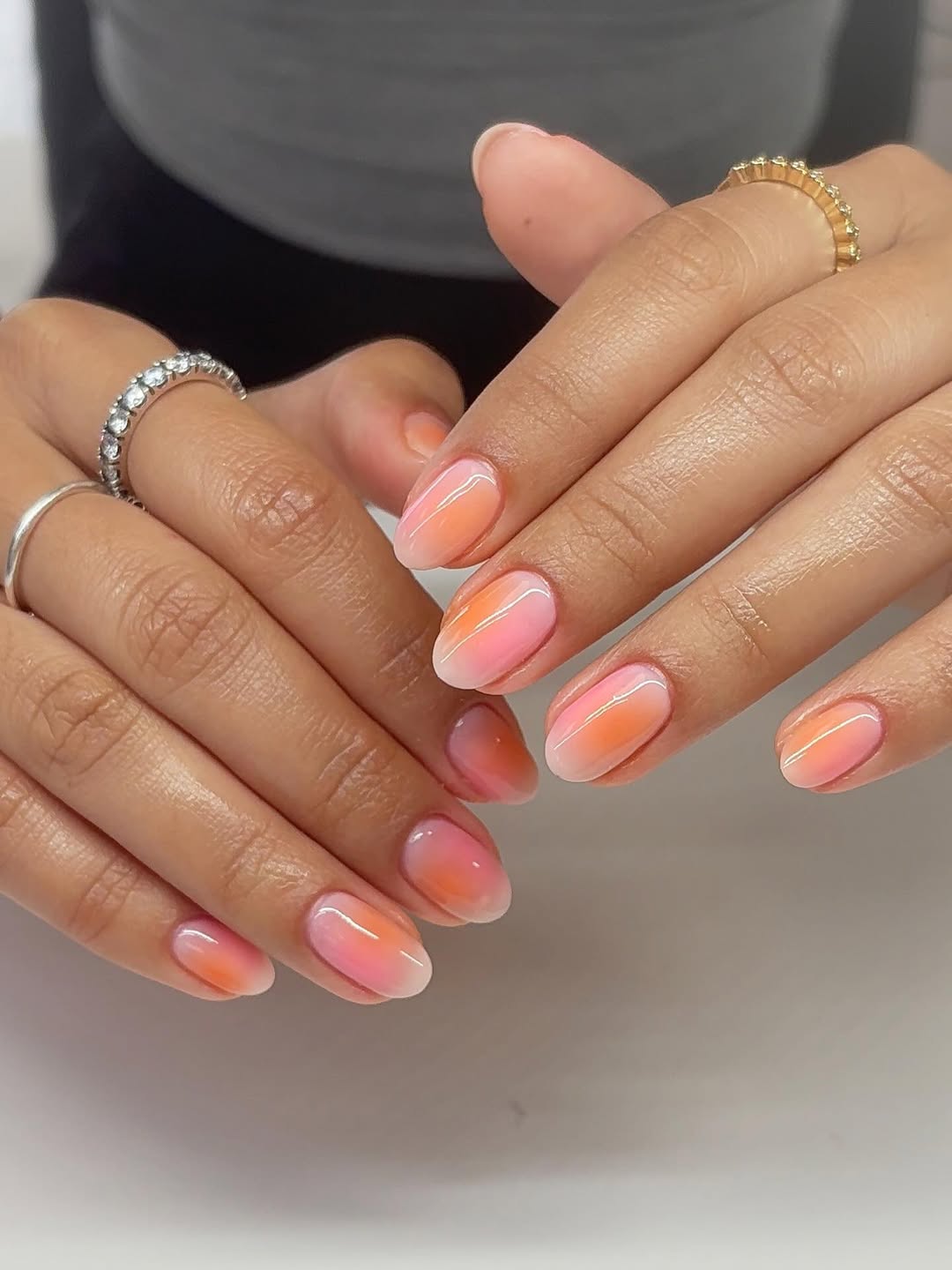 Ombre Melon and Rose Gradient Glaze Nails