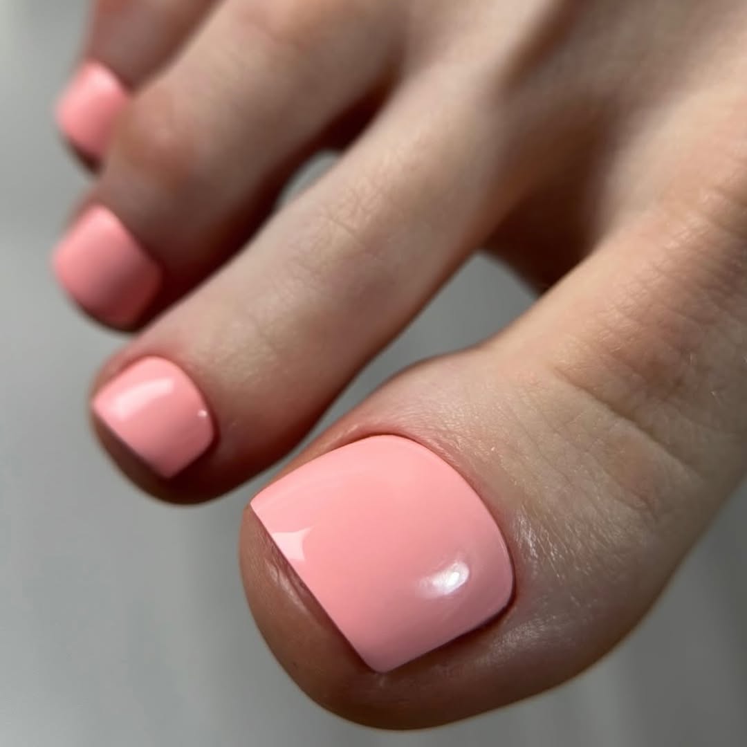 Pastel Pink Glossy Square Pedicure
