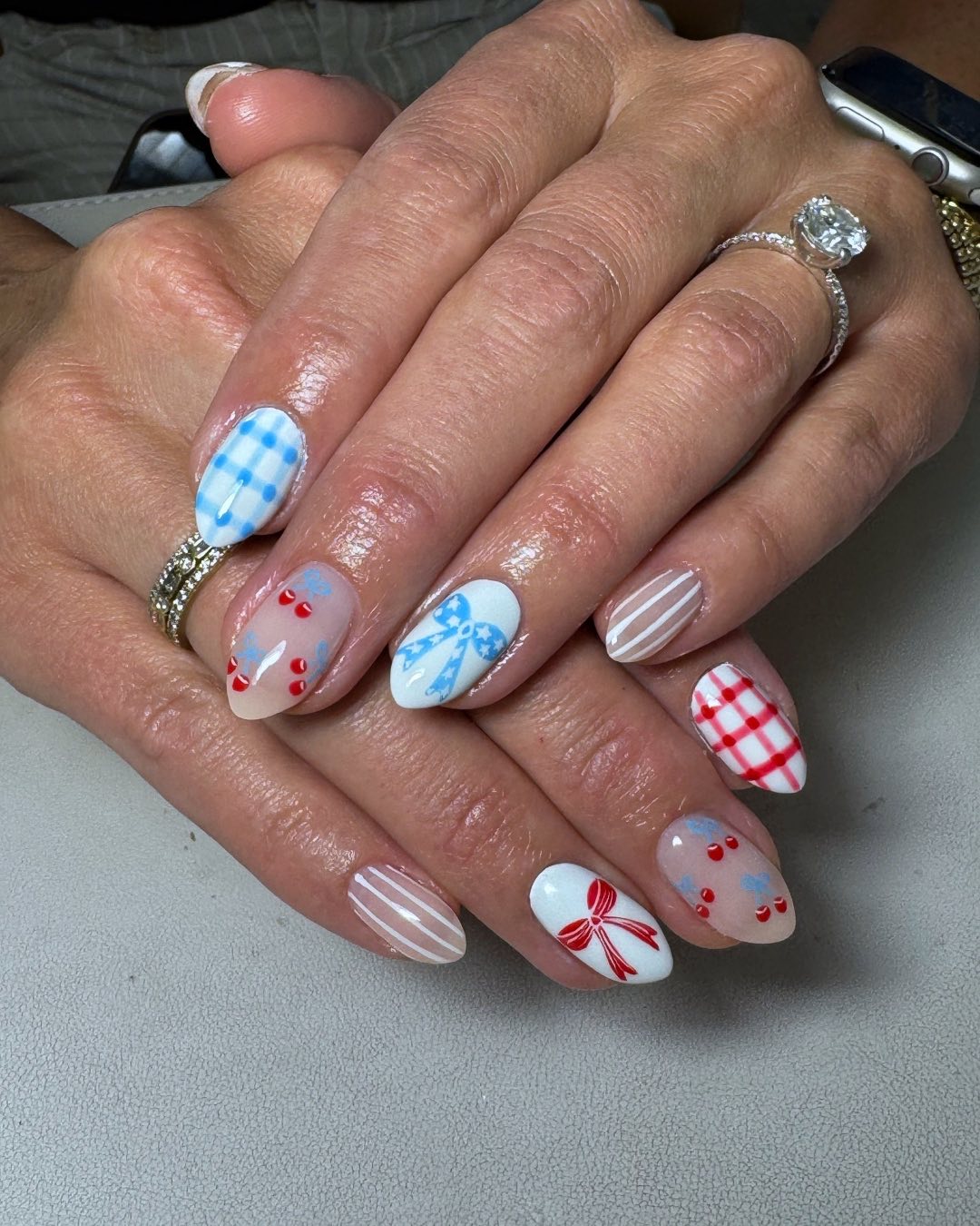 Patriotic Playful Plaids And Bows With Glossy Almonds