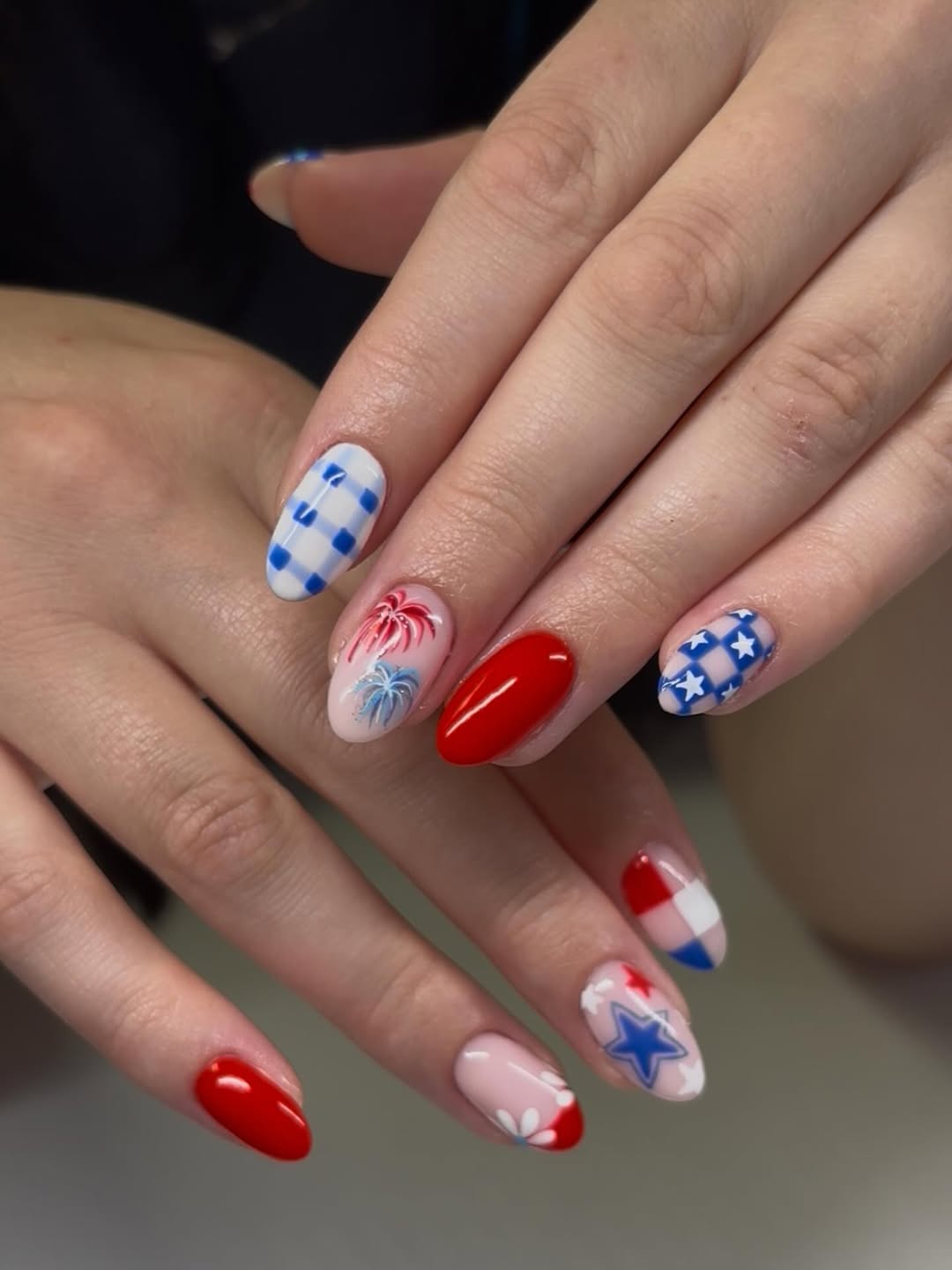 Patriotic Red White Blue Mix and Match Nails