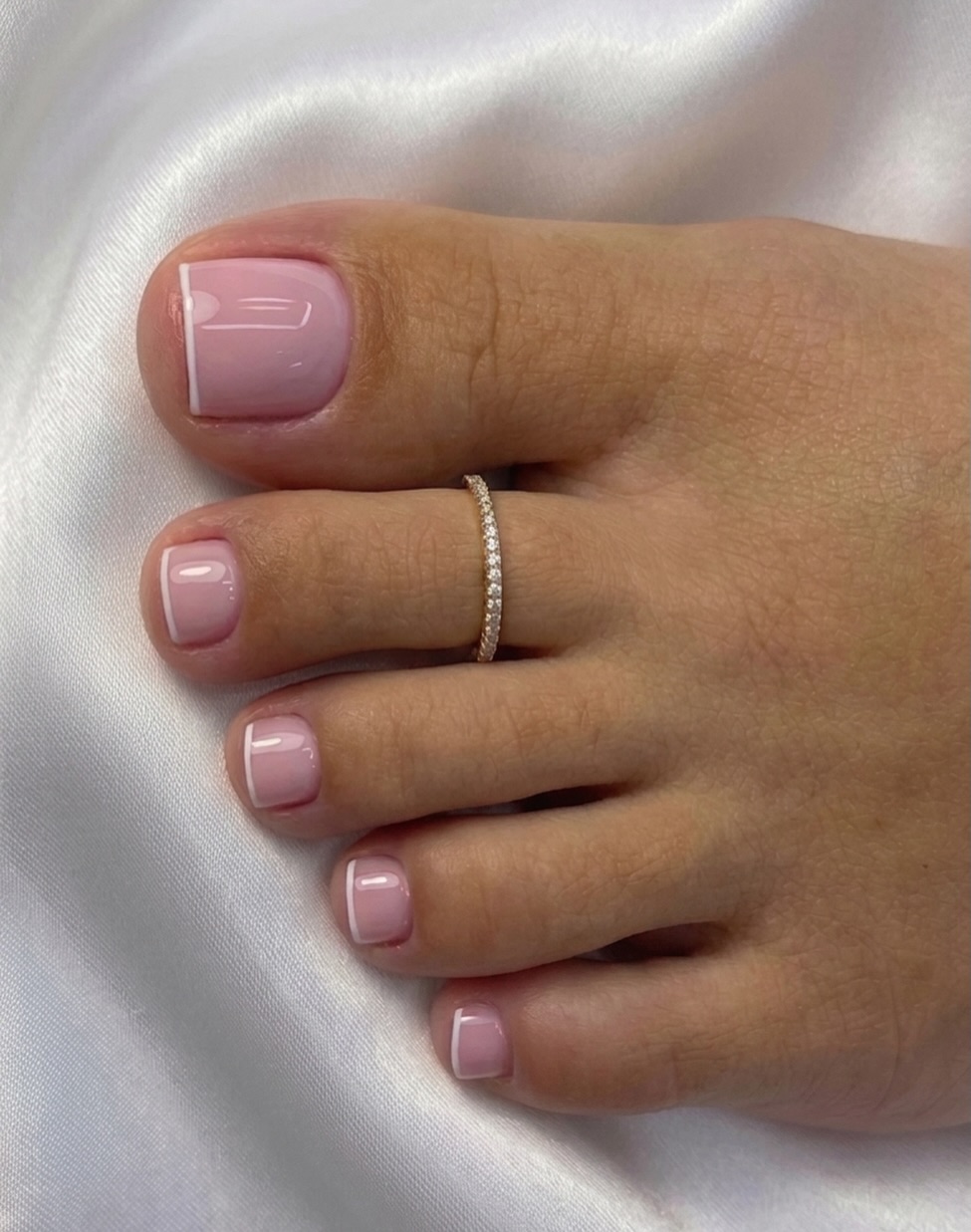 Pink Milky Side French Micro Tips Pedicure