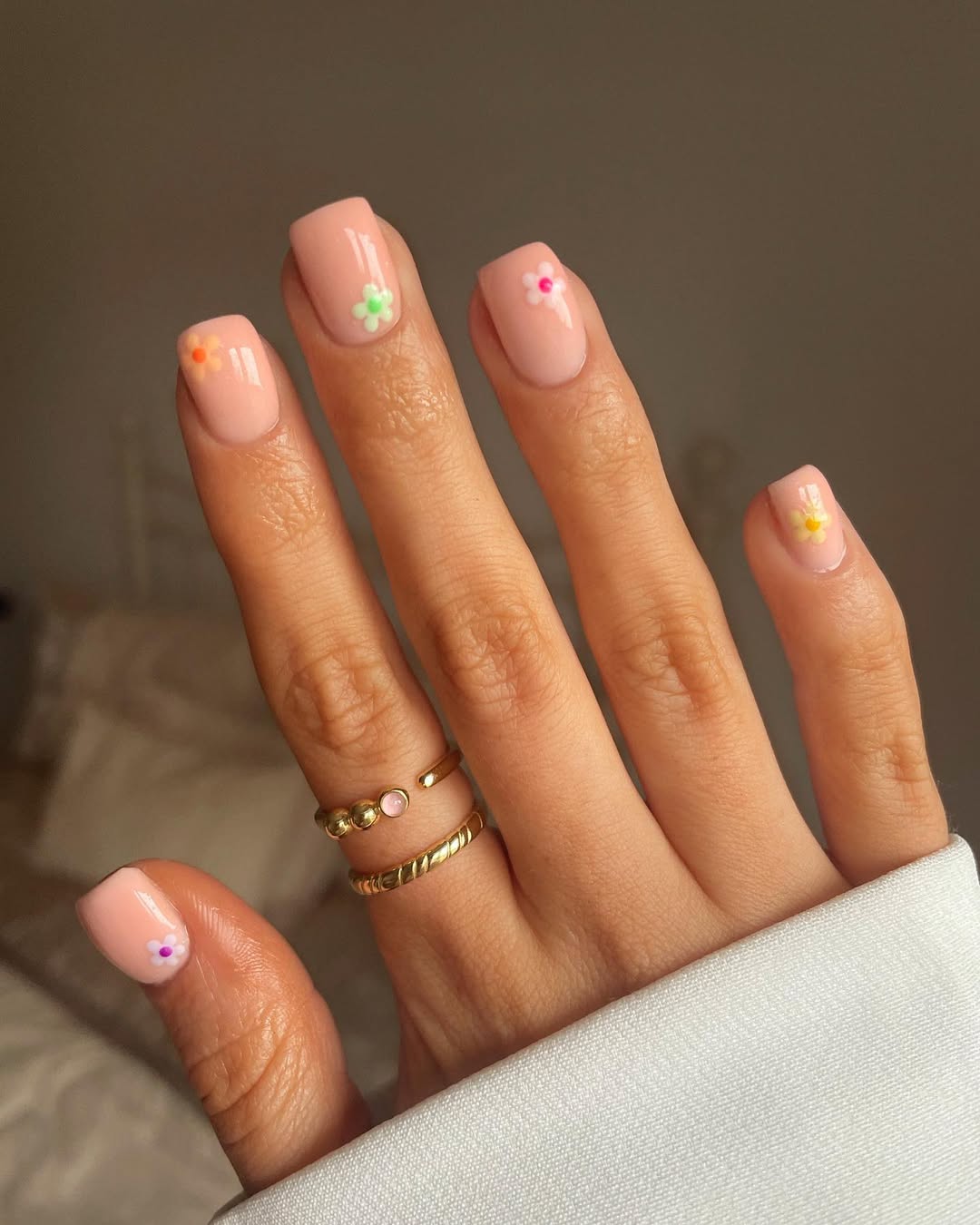 Playful Pastel Jelly Flower Square Nails
