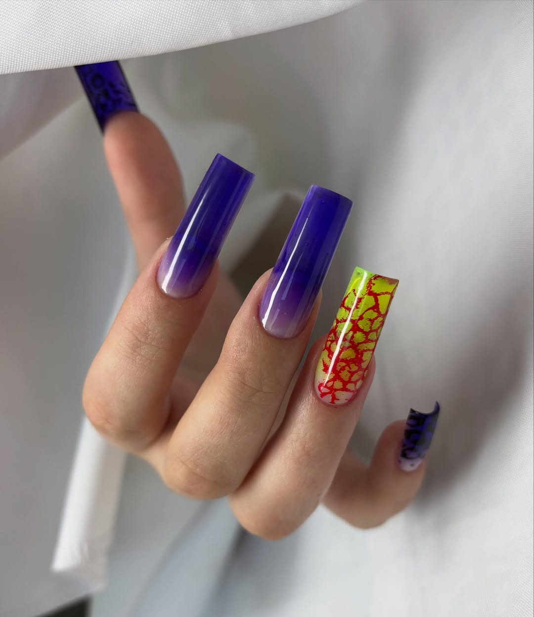 Purple Jelly Ombre Mix-and-Match Square Nails