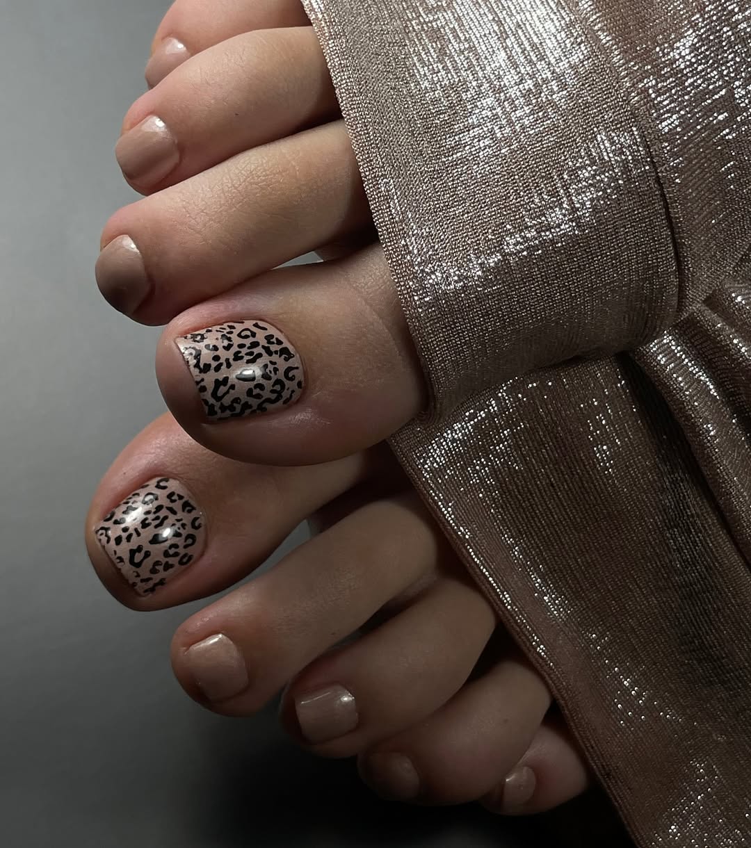 Soft Nude Leopard Print Pedicure