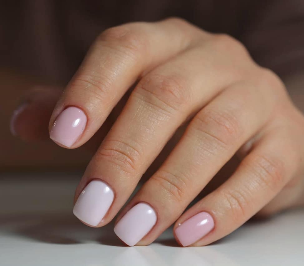 Soft Pink and Lavender Glossy Squoval Nails