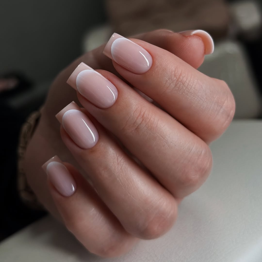 Soft Pink Milk Bath Glossy Square Nails