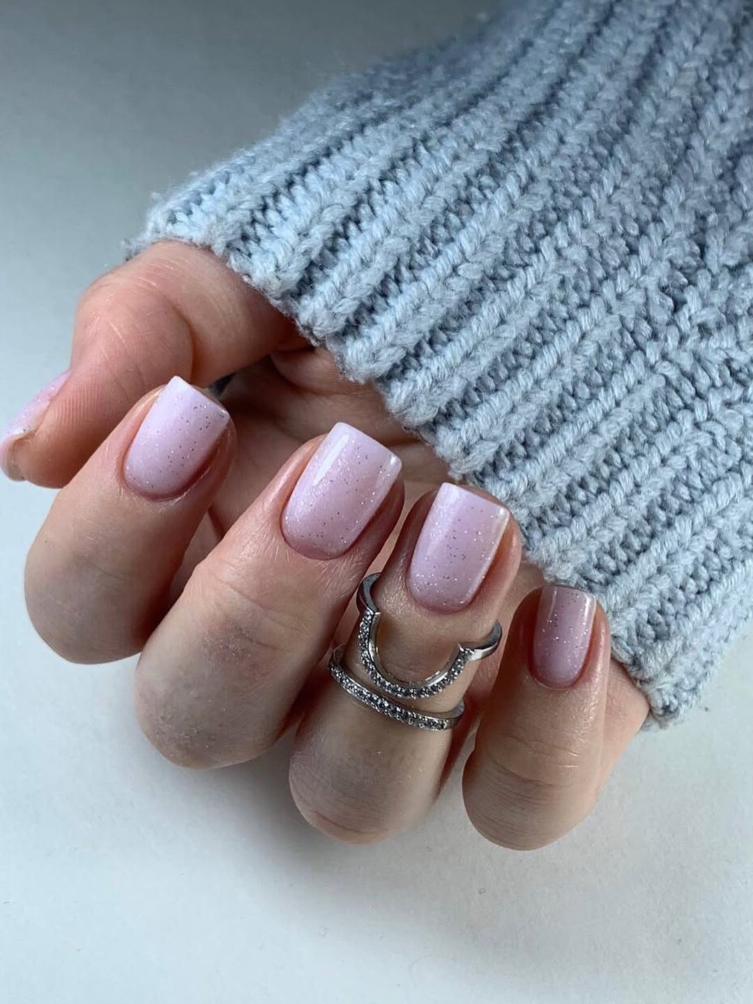 Sparkly Pink Gel Short Squoval