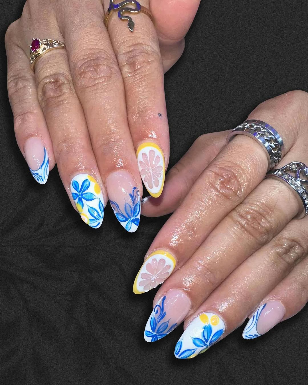 Summer Citrus And Botanical Almond Nails