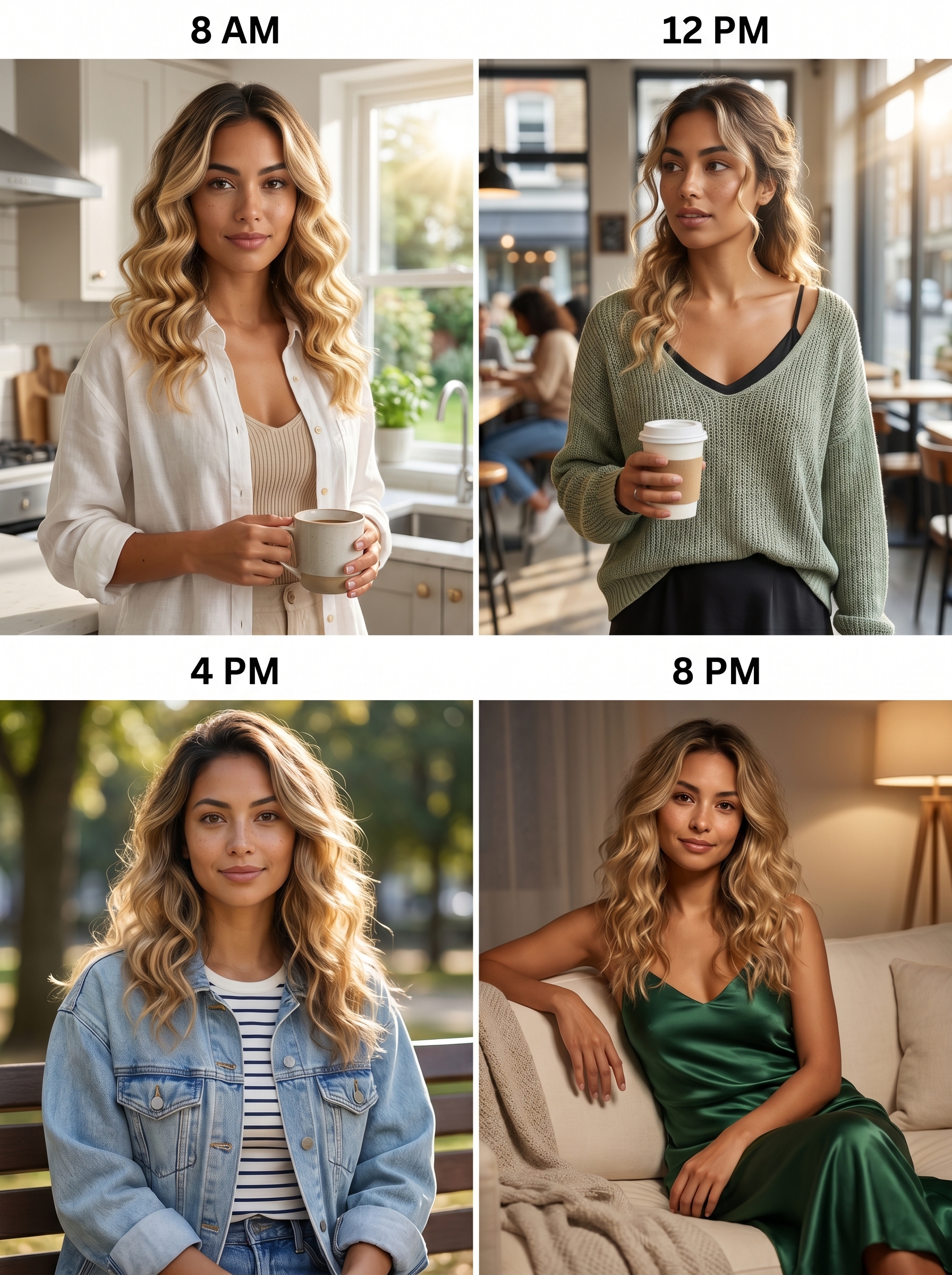 Radiant Malibu Balayage and golden blonde hair styled in heatless ribbon curls for a beachy, effortless look. This beautiful summer hair idea for women 2026 is perfect for a beach day, date night, or everyday wear.