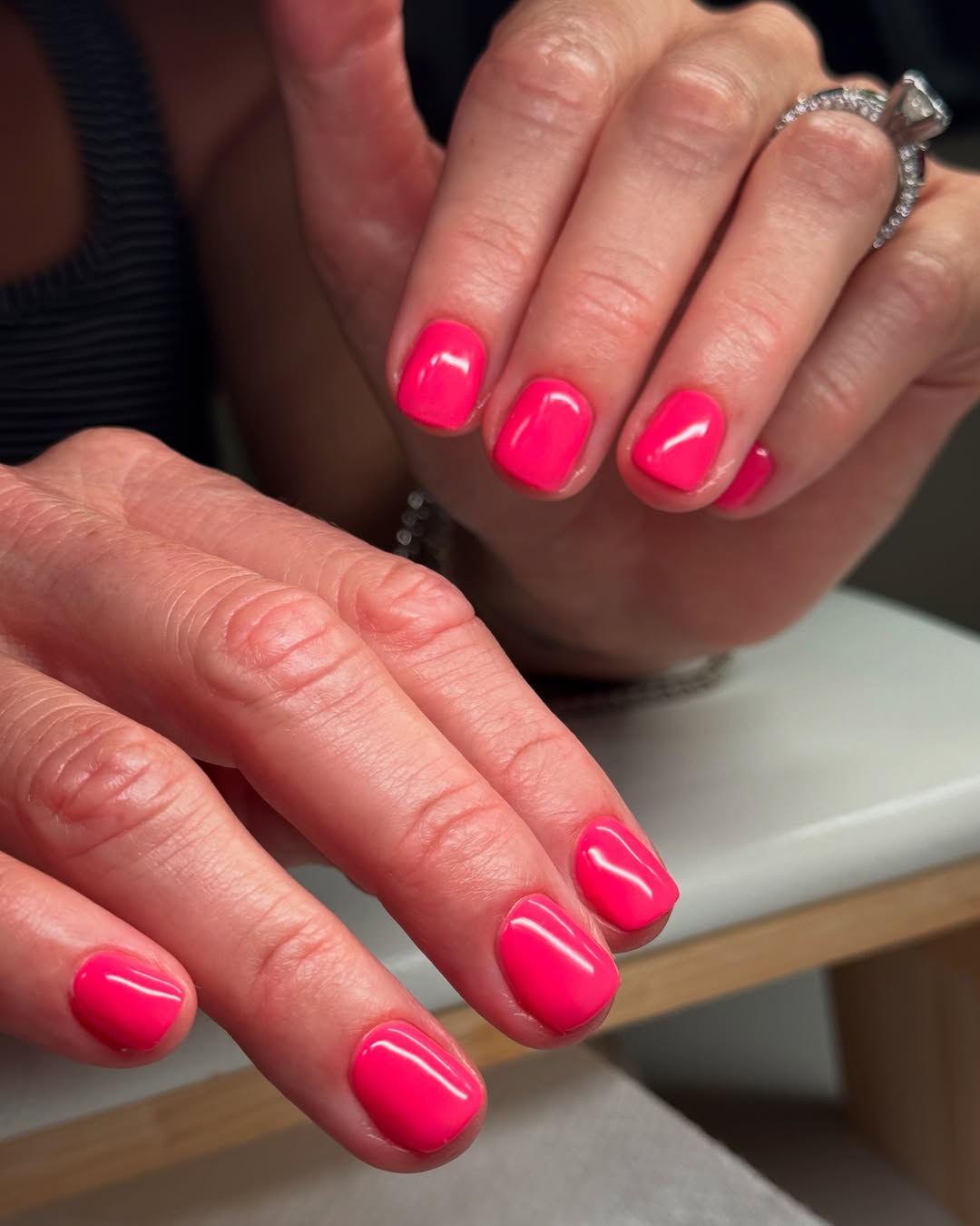 Vibrant Barbie Pink Glossy Short Square Nails