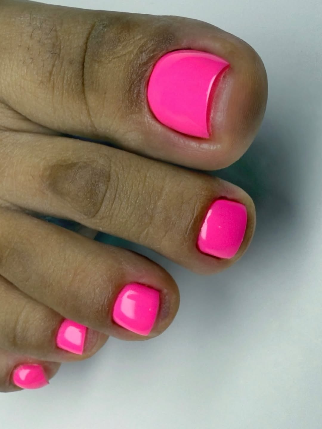 Vibrant Barbie Pink Glossy Short Square Pedicure