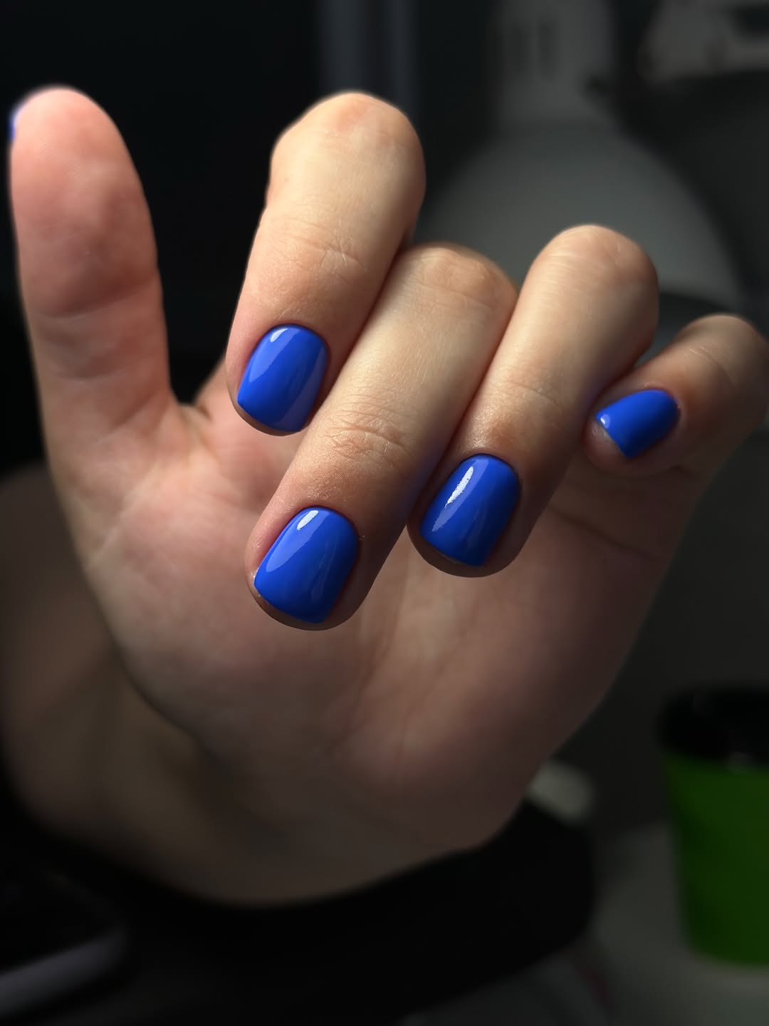 Vibrant Cobalt Blue Glossy Short Square Nails
