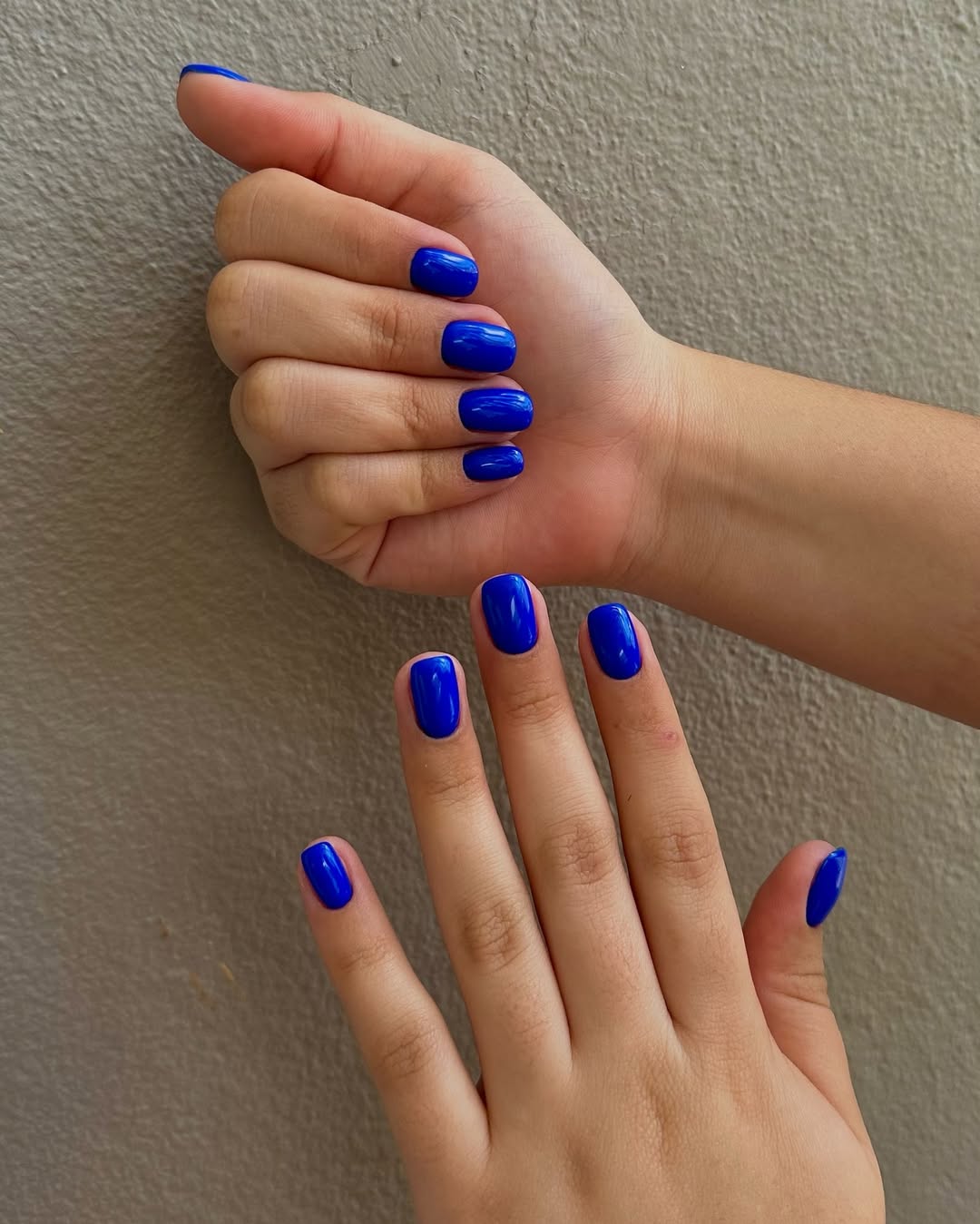 Vibrant Cobalt Blue Short Glossy Squoval Nails