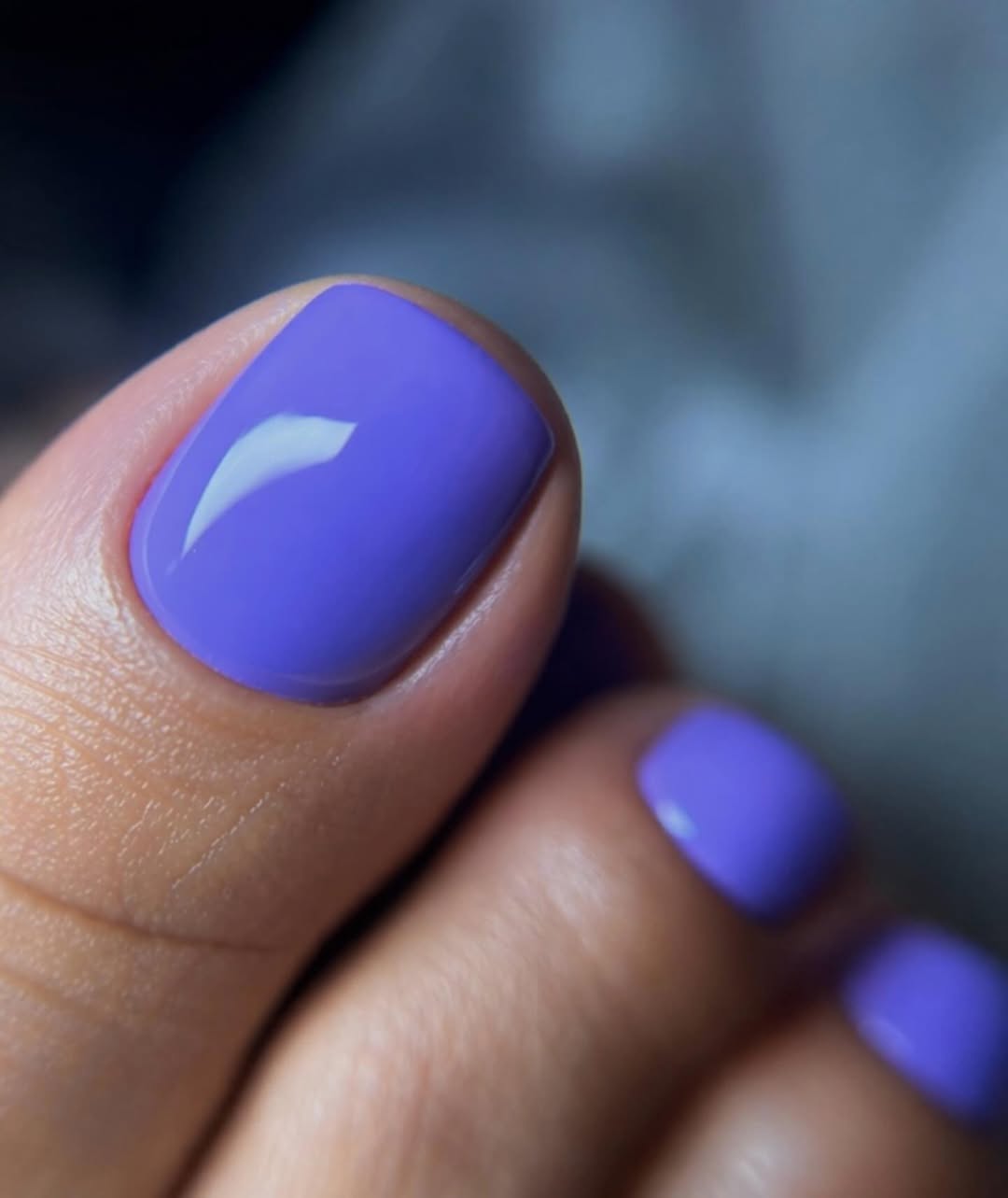 Vibrant Glossy Lavender Pedicure Square Toes