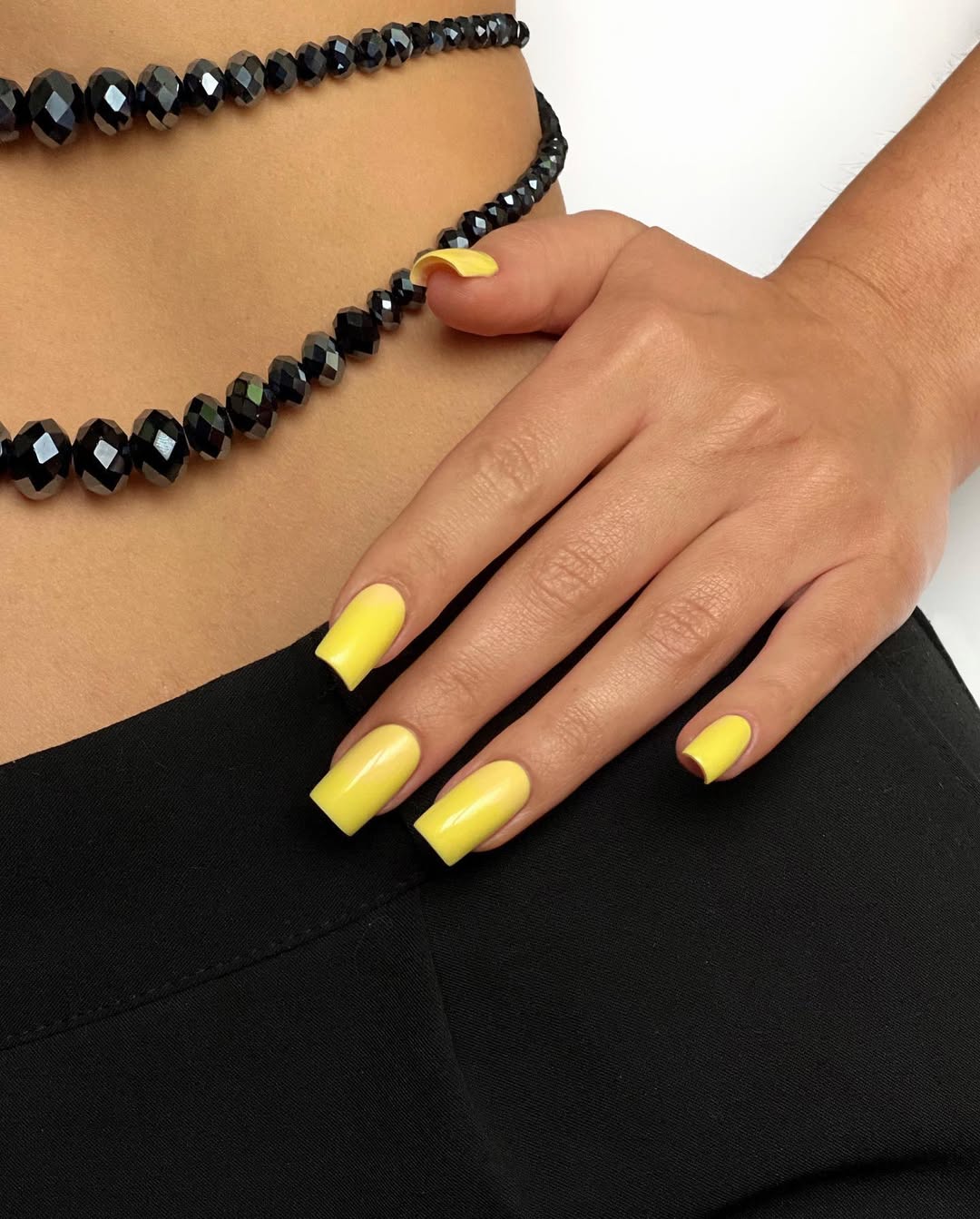 Vibrant Glossy Lemon Square Nails