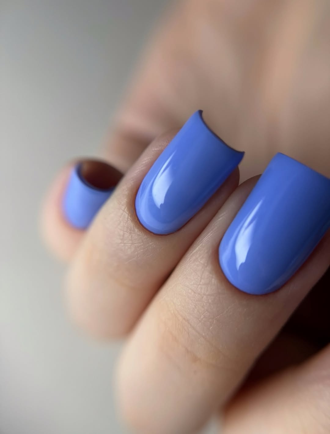 Vibrant Glossy Periwinkle Short Square Nails