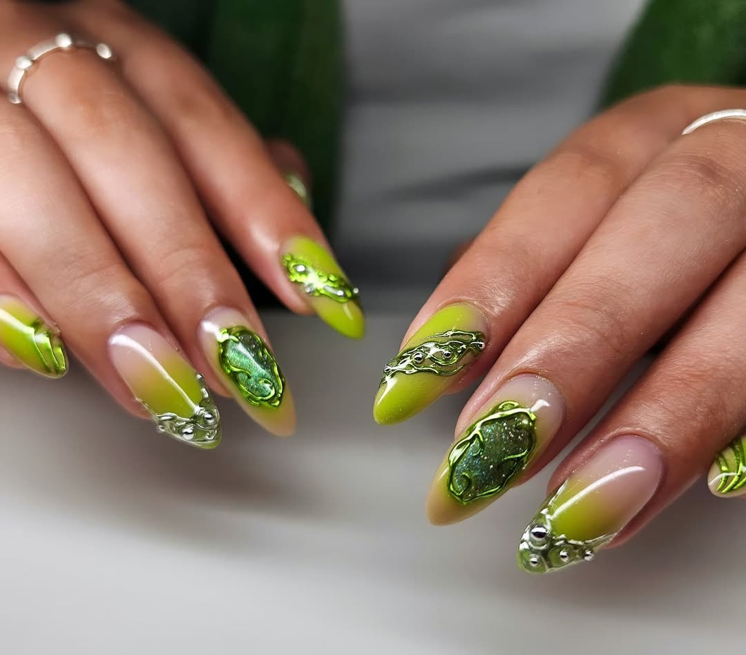 Vibrant Green Ombre Alien Charms