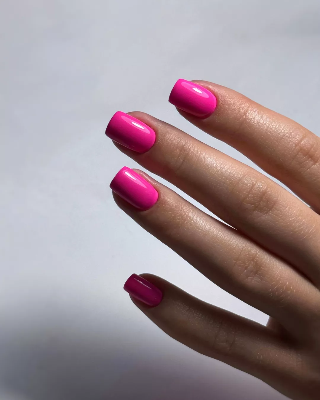 Vibrant Hot Pink Square Glossy Nails