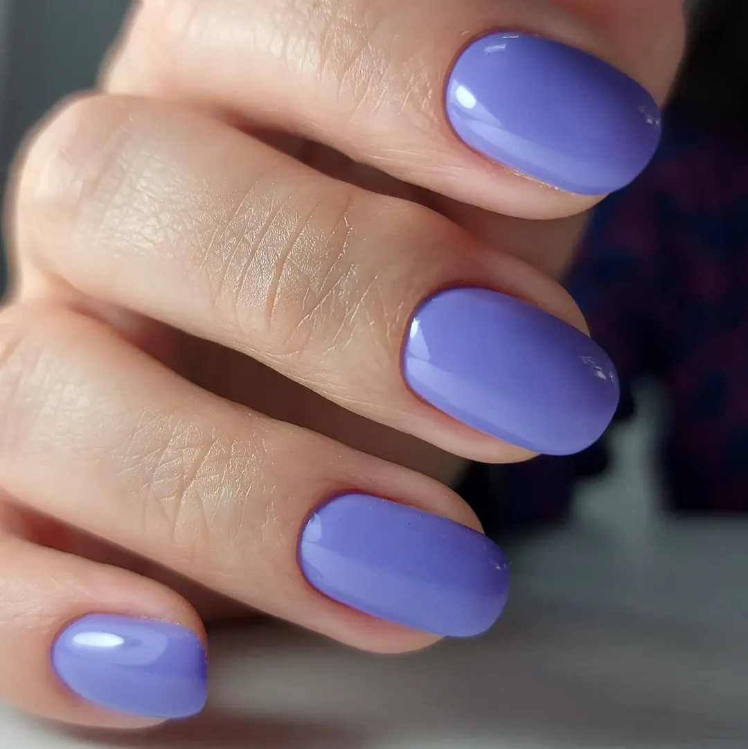 Vibrant Lavender Purple Glossy Oval Nails