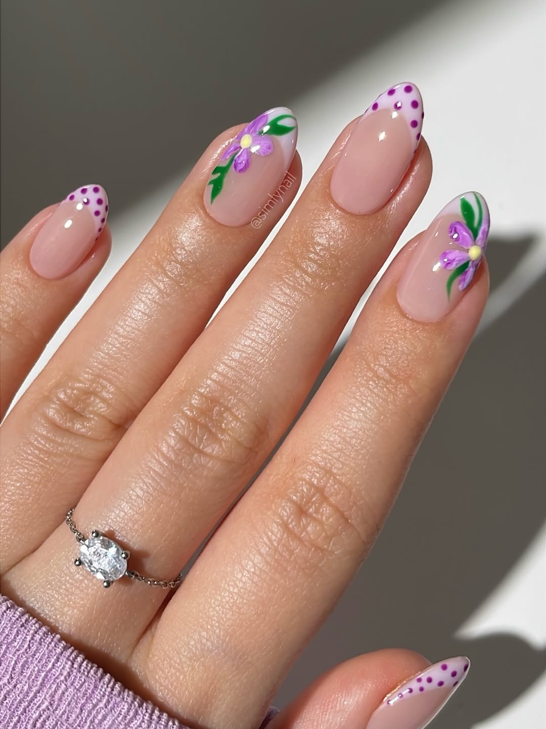 Whimsical Floral and Polka Dot French Tips