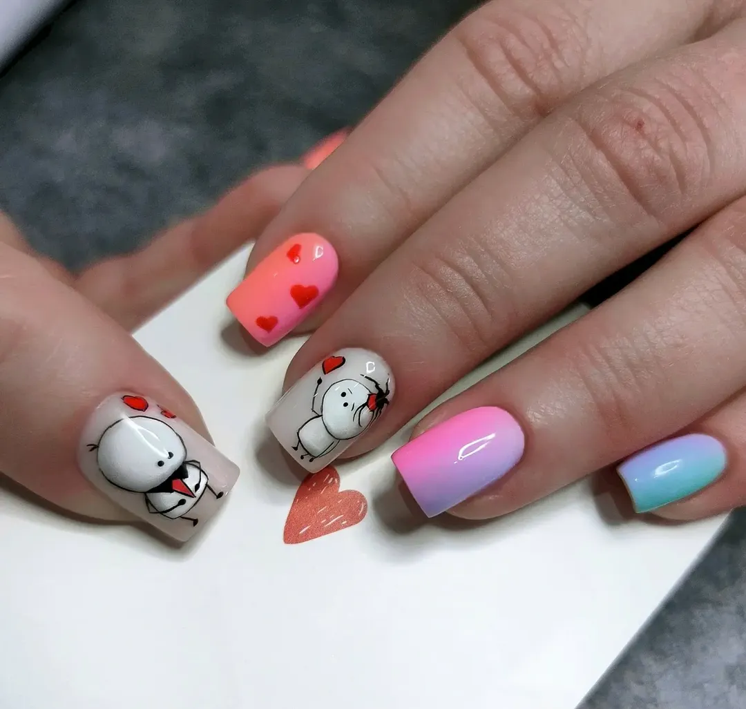 Whimsical Ombre with Hand-Painted Characters