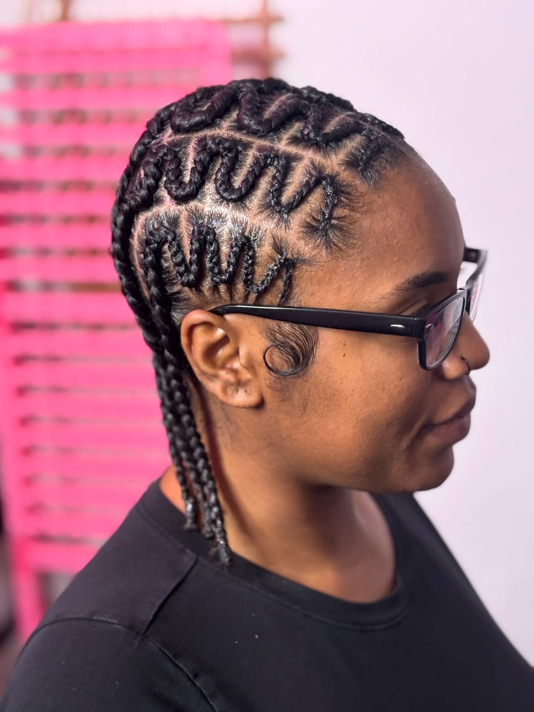 Artistic Zigzag Cornrows With Edge Styling