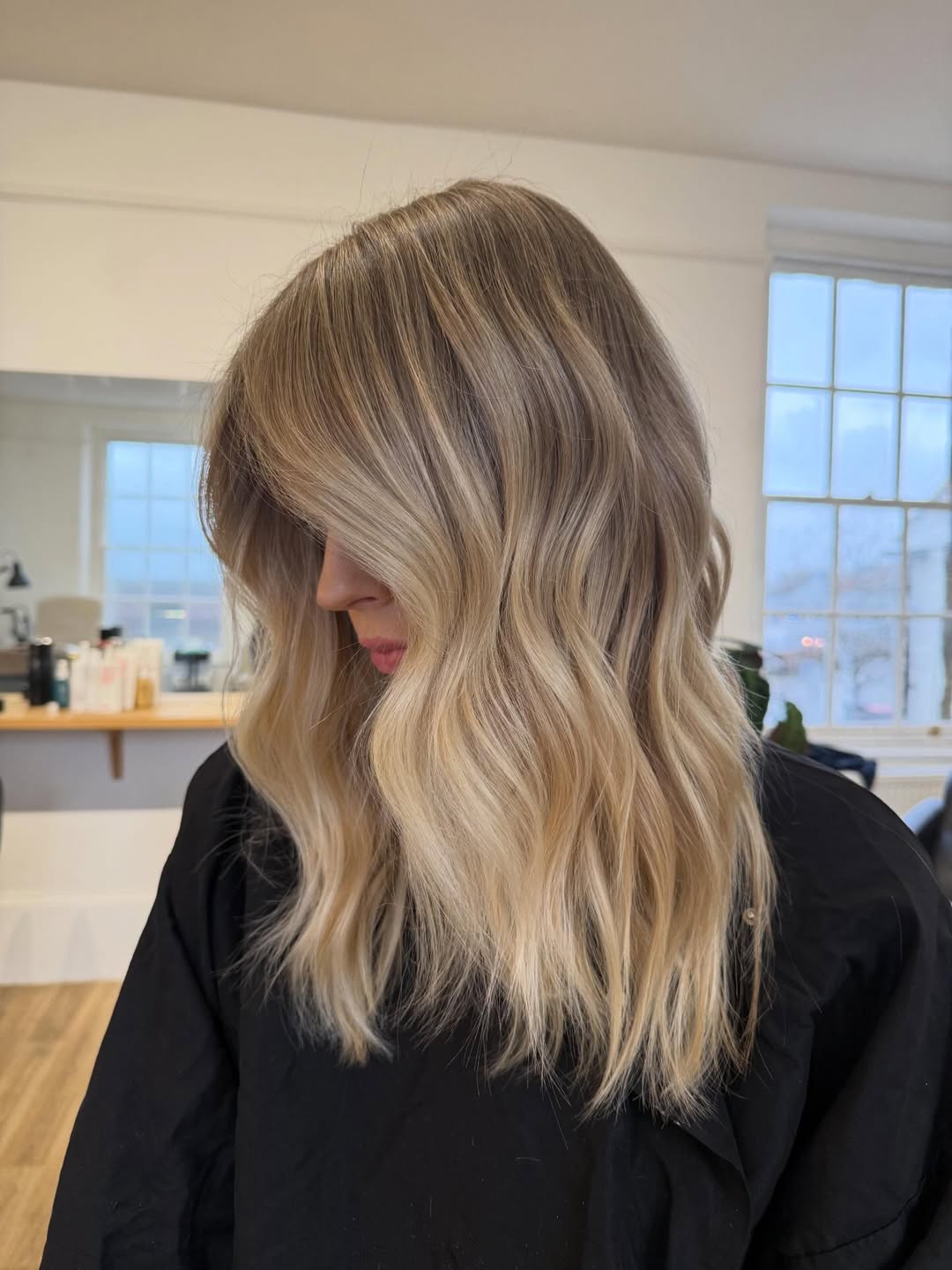 Blended Balayage Blonde Waves With Lived-In Root