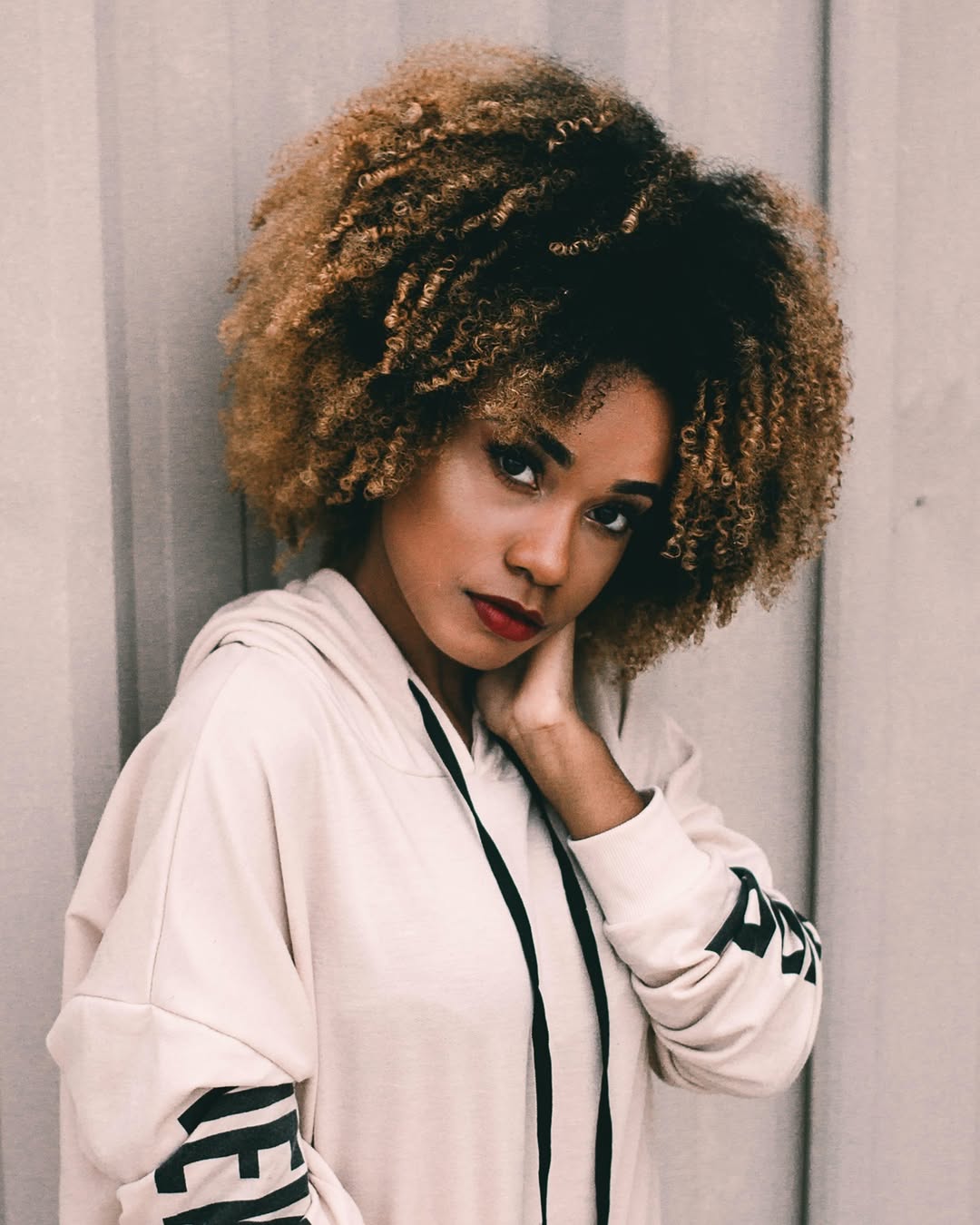 Blonde Highlighted Afro With Defined Curls