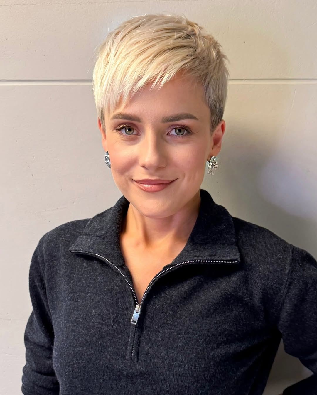 Blonde Pixie Cut With Textured Side-Swept Bangs