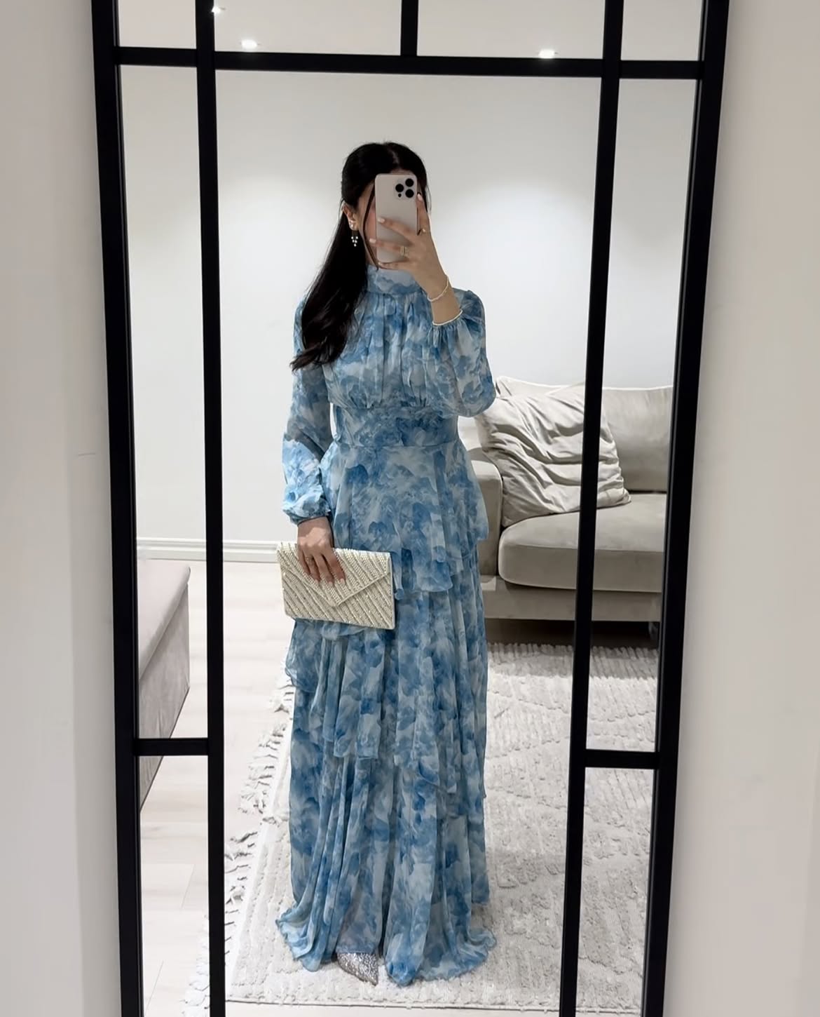Blue Floral Tiered Maxi Dress With Sparkle Shoes
