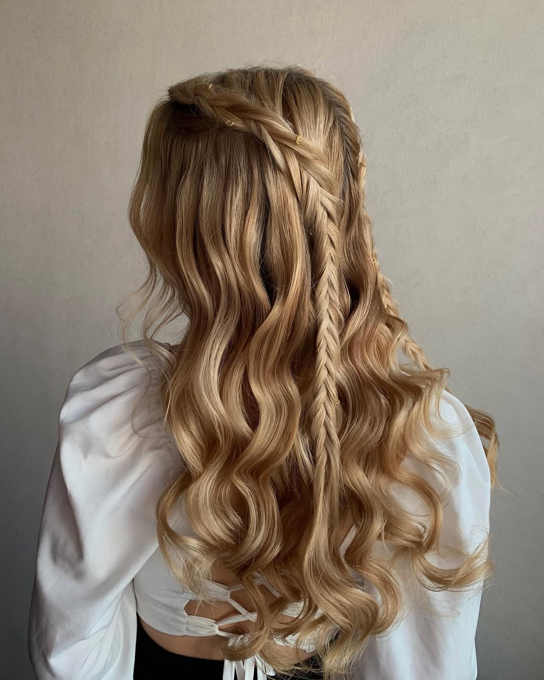 Bohemian Blonde Waves With Delicate Braids
